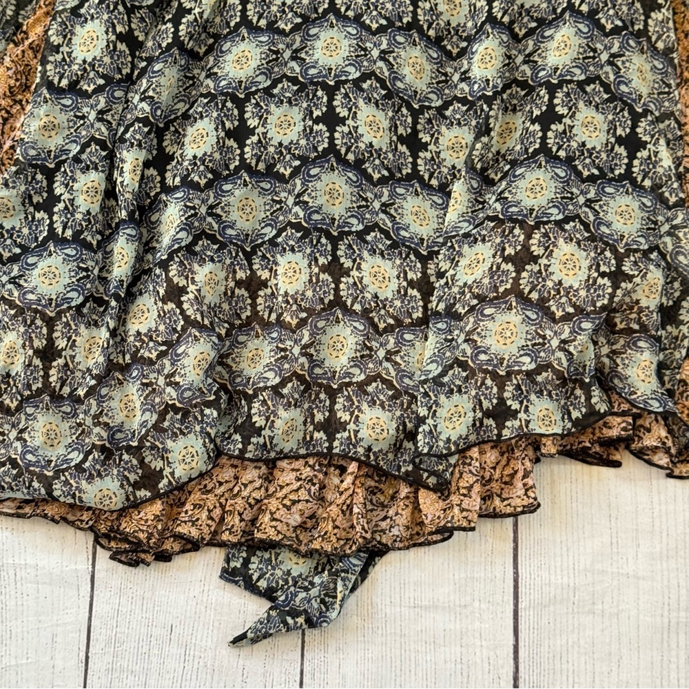 Free People Gabi Tunic Top size small black tan ruffles NEW - Picture 6 of 14